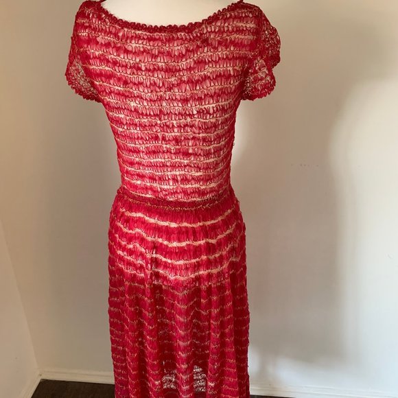 1950s Raspberry Ribbon Dress - Picture 5 of 6
